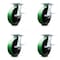Service Caster 8 Inch Green Poly on Cast Iron Caster Set with Roller Bearing and Brake SCC SCC-35S820-PUR-GB-SLB-4 - alternate 1